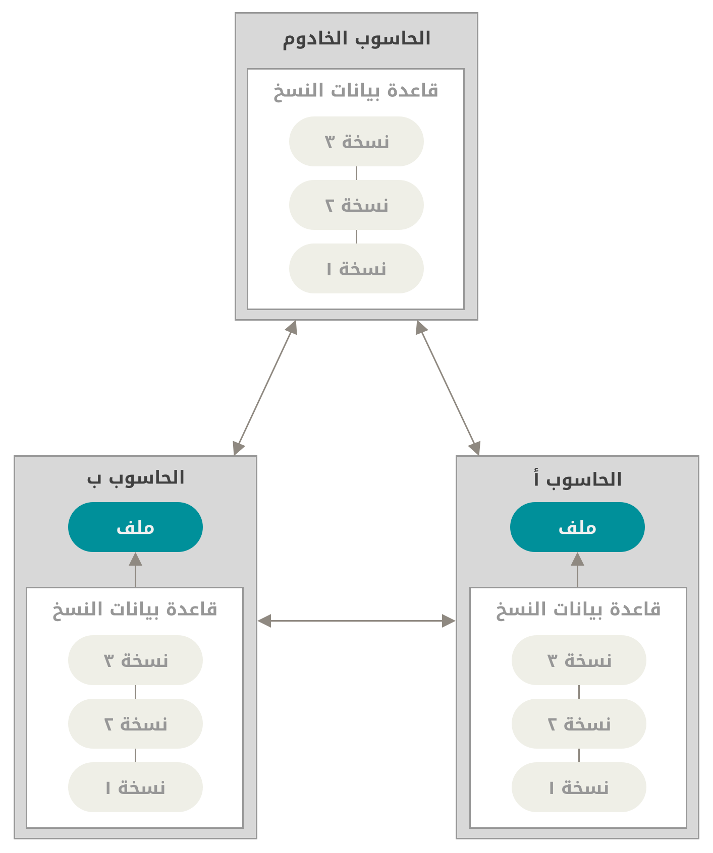 رسم توضيحي للإدارة الموزعة للنسخ